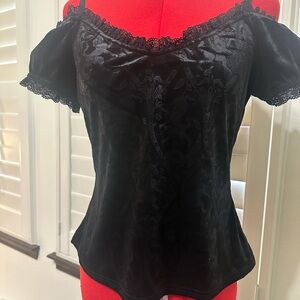 Killstar Black Off-Shoulder Velvet Blouse